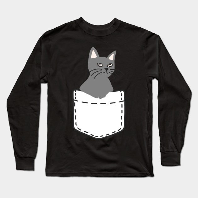 Grey Cat Long Sleeve T-Shirt by panco